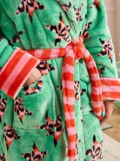 Groen met luipaardprint - Eleanor Bowmer Leopard Print Fleece Robe