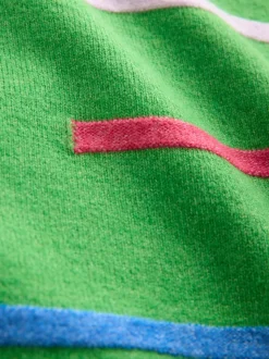 Groen multi gestreept - Superzachte trui met ronde hals en lange mouwen