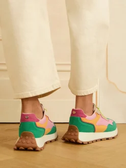 Groen Roze Multi - Love & Roses - Retro comfortabele joggingsneakers van gemengd materiaal