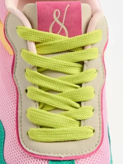 Groen Roze Multi - Love & Roses - Retro comfortabele joggingsneakers van gemengd materiaal