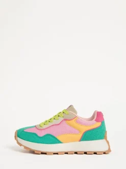 Groen Roze Multi - Love & Roses - Retro comfortabele joggingsneakers van gemengd materiaal