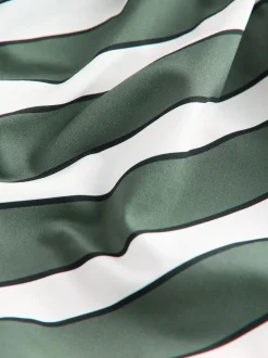 Groen/crème Strepen - Badpak met vormgevende zijrimpeling en buikcorrectie