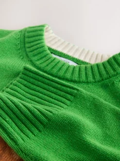 Groene Croissant Grafisch Ontwerp - Trui met ronde hals en lange mouwen met wol