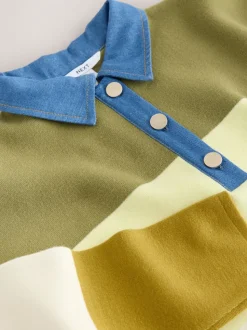 Groene gestreepte denimkraag - Behaaglijke Zachte Trui met Lange Mouwen en Polokraag