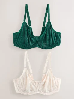 Groen/ecru - DD-G Lace Non Pad Full Cup Bras 2 Pack