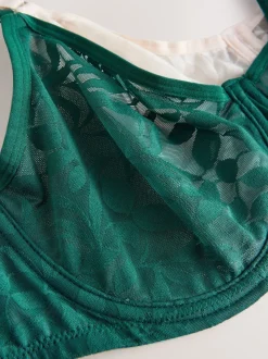 Groen/ecru - DD-G Lace Non Pad Full Cup Bras 2 Pack