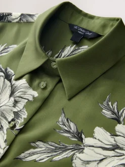 Groen/Ecru bloemenprint - Overhemd met lange mouwen