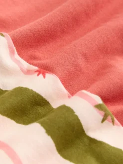 Groen/ecru gestreept - Katoenen pyjama met korte mouw