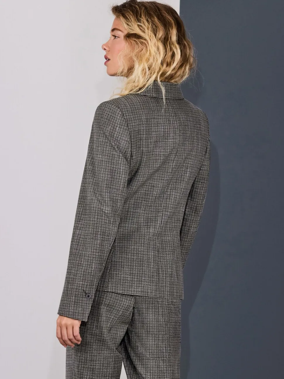 Groen/grijs - Check Sculpted Tailored Single Breasted Blazer