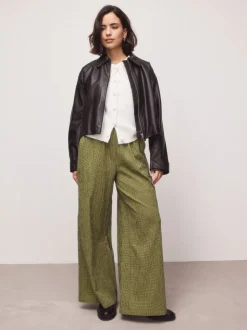 Groen/marineblauw - Gingham Wide Leg Trousers