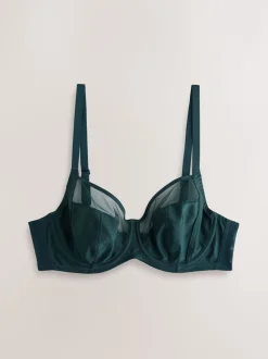 Groen/Marineblauw/Marineblauwe print - DD+ niet-gewatteerde beha's met volledige cup, verpakking van 3 met zijsteun