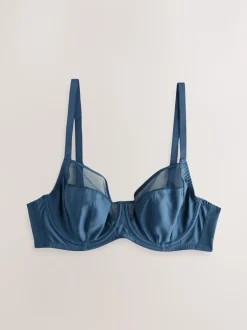 Groen/Marineblauw/Marineblauwe print - DD+ niet-gewatteerde beha's met volledige cup, verpakking van 3 met zijsteun