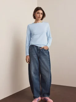 Groen/Paars/Blauw/Ecru/Roze - Set van 5 stuks 100% katoenen T-shirts met lange mouwen