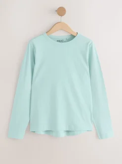 Groen/Paars/Blauw/Ecru/Roze - Set van 5 stuks 100% katoenen T-shirts met lange mouwen