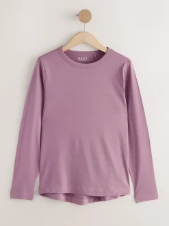 Groen/Paars/Blauw/Ecru/Roze - Set van 5 stuks 100% katoenen T-shirts met lange mouwen