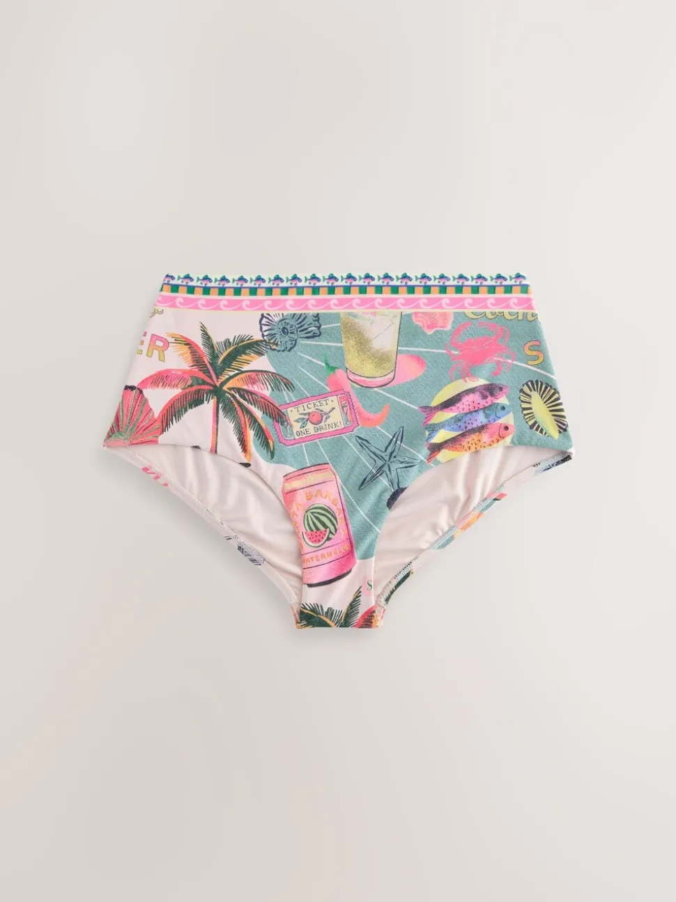 Groen/roze kreeft Conversational - Bikini broekje met print