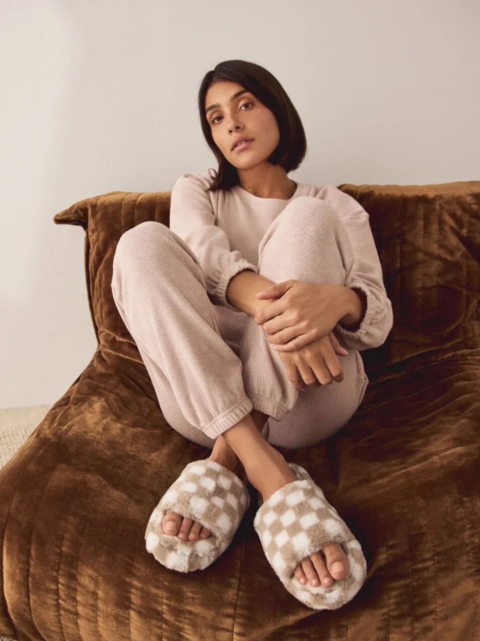 Groen/wit - Checked Slider Slippers