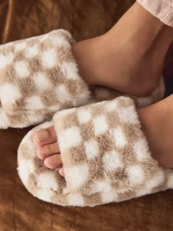 Groen/wit - Checked Slider Slippers