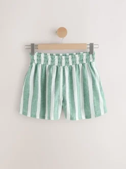 Groen/wit - Zomershort met linnen