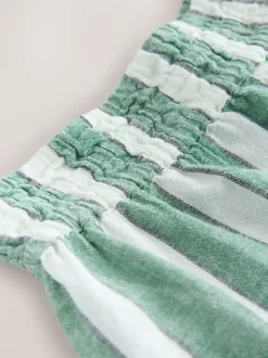 Groen/wit - Zomershort met linnen