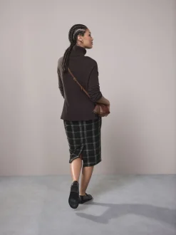Groen/zwart - Check Brushed Pencil Skirt