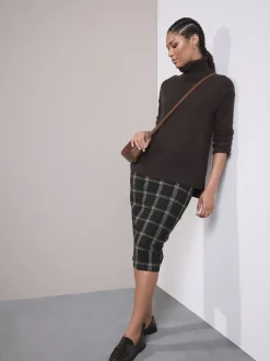 Groen/zwart - Check Brushed Pencil Skirt