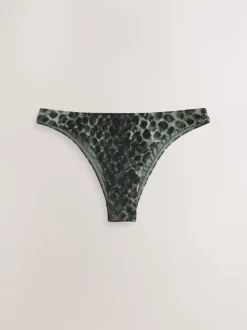 Groen/Zwart luipaardprint - Hoog opgesneden Braziliaans bikinibroekje