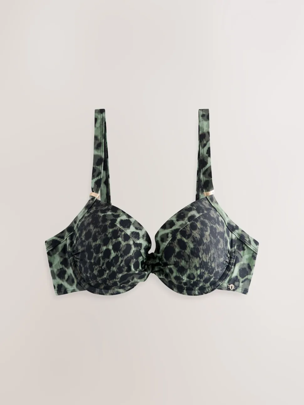 Groen/Zwart luipaardprint - Buikcorrigerende bikinitop met vulling en beugel
