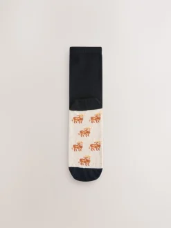 Hamish de Hooglandkoe - Set van 5 paar enkelsokken