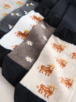 Hamish de Hooglandkoe - Set van 5 paar enkelsokken