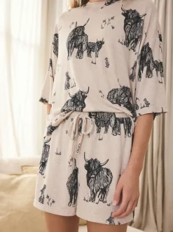 Havermout Hamish The Highland Cow - Behaaglijke korte pyjamaset