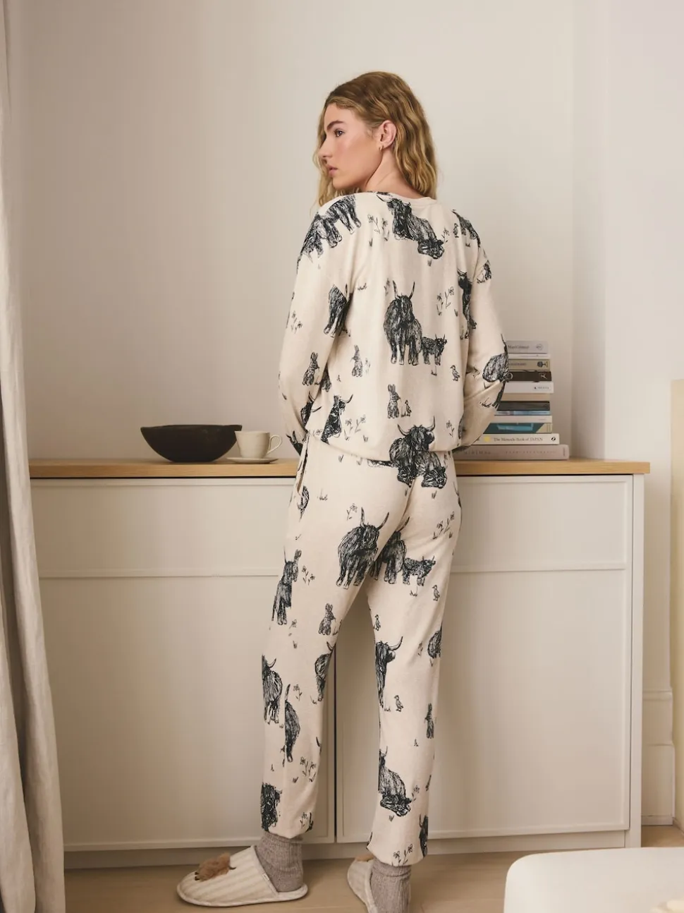 Havermout Hamish The Highland Cow - Behaaglijke pyjama met lange mouwen