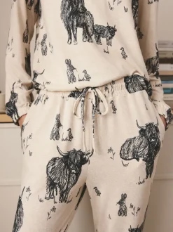 Havermout Hamish The Highland Cow - Behaaglijke pyjama met lange mouwen