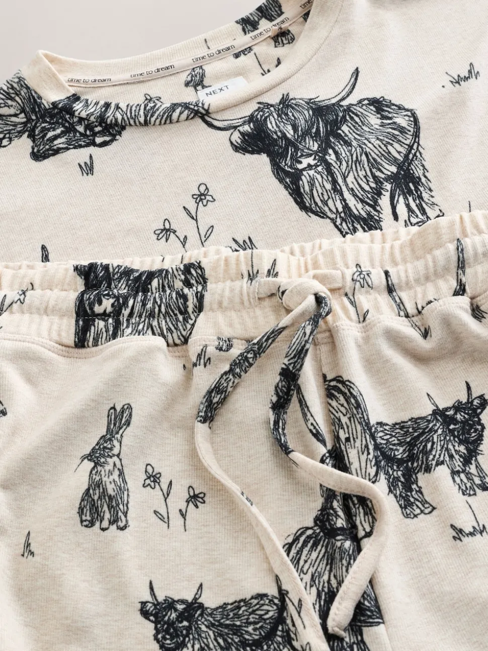 Havermout Hamish The Highland Cow - Behaaglijke pyjama met lange mouwen