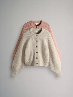 Haver/roze - The Set 2 Pack Ribbed Chunky Knitted Cardigans