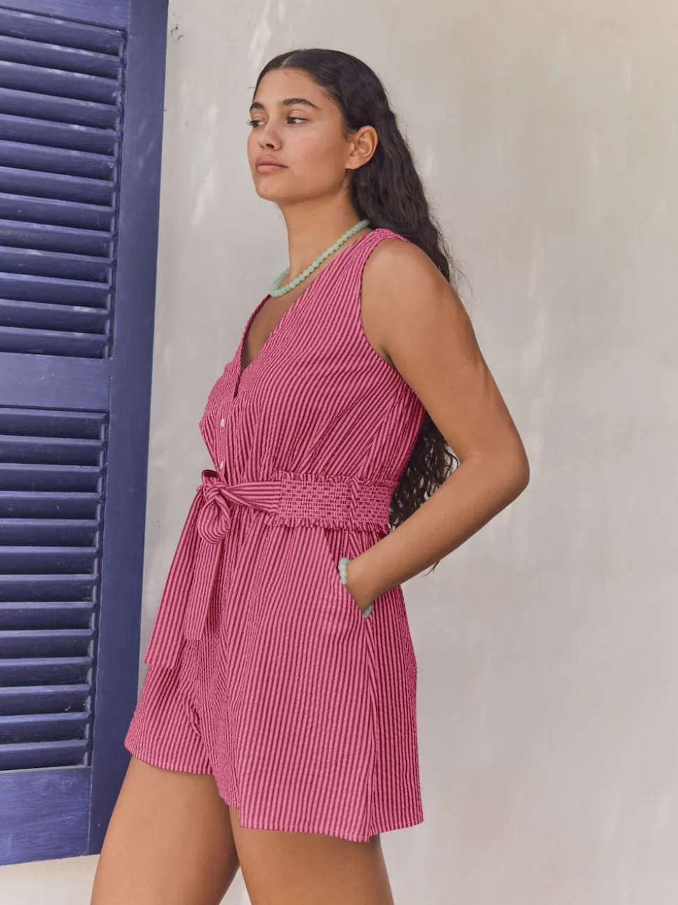 Helderoze/rood - Belted Summer Playsuit