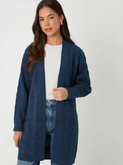 Hemelsblauw - Threadbare dames Rozanna vest met kabeldetails