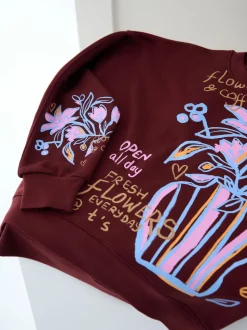 Here for the T Floral Vase Graphic Oversized Crew Neck Sweatshirt