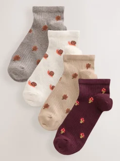 Herfstdieren Ditsy - 4 Paar sneakersokken