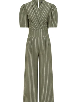 Hot Squash groene jumpsuits met wijde pijpen en gouden strepen