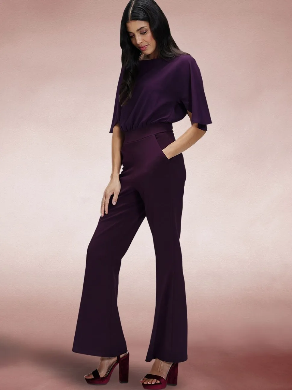 Hot Squash Purple Drop Shoulder Jumpsuit