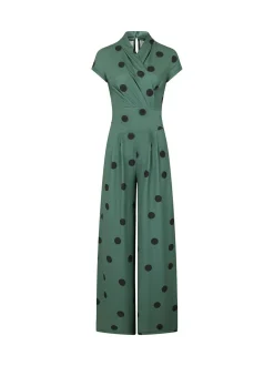 HotSquash groene jersey jumpsuit met wijduitlopende pijpen