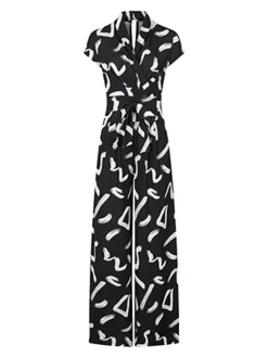 HotSquash zwarte jersey jumpsuit met wijduitlopende pijpen