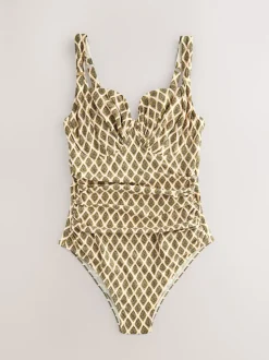 Houtblok Khaki Groen/Cream folie - F-K ondersteunend badpak met beugel