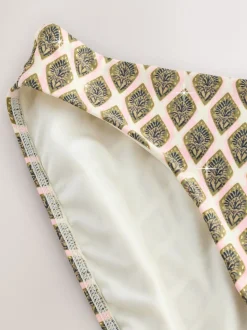 Houtblok Khaki Groen/Cream folie - Bikinibroekjes