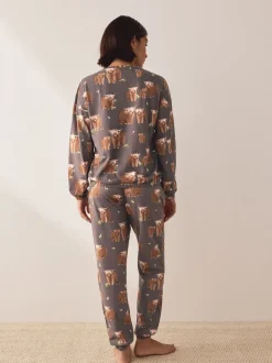 Houtskoolgrijze Hamish The Highland Cow - Pyjama met lange mouwen