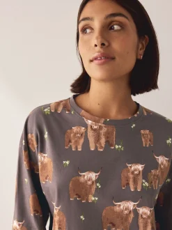Houtskoolgrijze Hamish The Highland Cow - Pyjama met lange mouwen