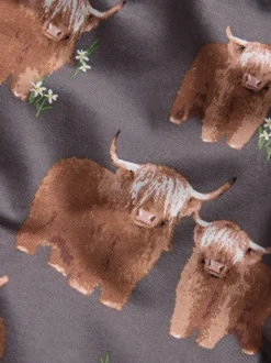 Houtskoolgrijze Hamish The Highland Cow - Pyjama met lange mouwen