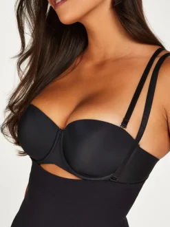 Hunkemöller - Naadloze zwarte shapewear bodysuit met hoge taille en open voorkant