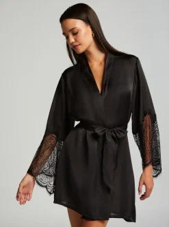 Hunkemöller Satin Kimono Black Robe